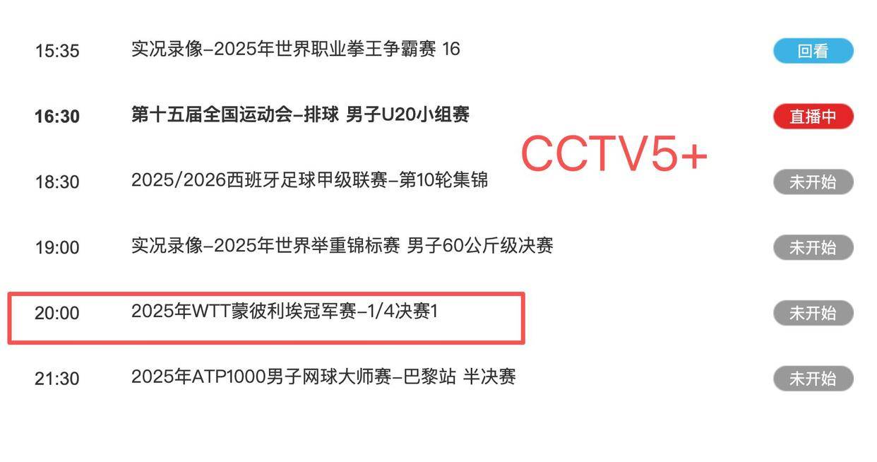 CCTV5不直播王艺迪！赛程时间表公开
